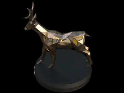 Steampunk Deer Low-poly 3D model