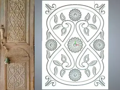 ANIQUE DOOR WOOD CARVED 3D model