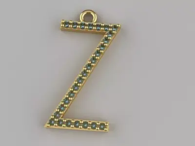 Diamond Z Pendant Gold Silver Platinum Luxury Jewelry 3D print model