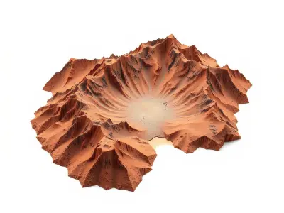 Martian Landscape Crater Terrain Model Pack Low-poly 3D model