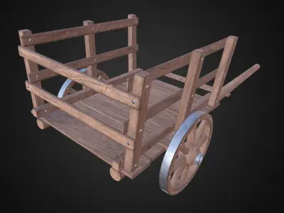 Medieval Cart Low-poly 3D model