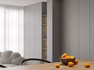 Modern living room dining room interior scenes 488 3D model