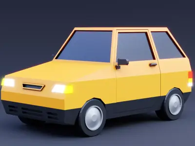 Stylized Low Poly Compact Urban Car - Game Ready Model Low-poly 3D model