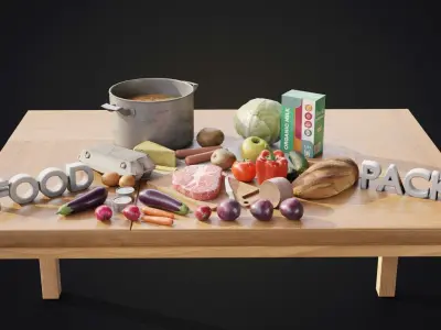 Food Pack Low-poly 3D model