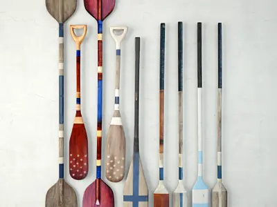 Vintage Wooden Paddles and Oars by Jeffan 3D model