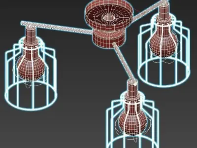 escada three light fixtures with metal cages 3D model