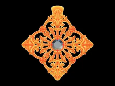 Ornate Diamond Pendant 3D print model