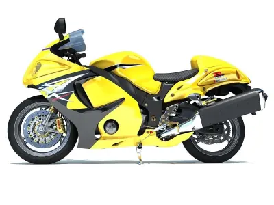 Yellow Suzuki Hayabusa Motorcycle 3D model