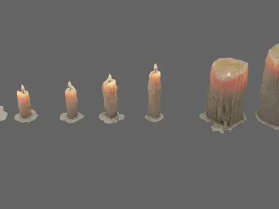 Low Poly Candle Collection With PBR Materials Low-poly 3D model