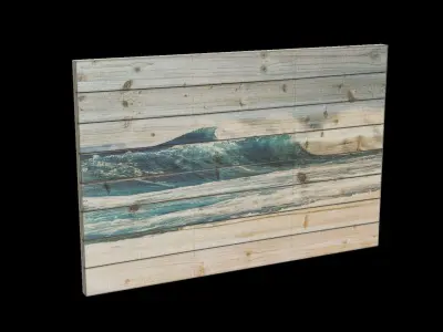 Blue Waves Wood Wall Art Low-poly 3D model