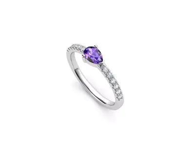 ZDR048 amethyst and diamond ring 3D print model