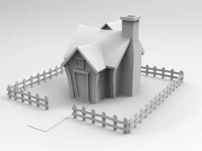 Low Poly House - Game Ready wooden with roof Low-poly 3D model