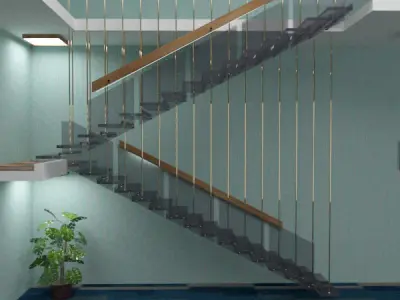 stairs room with and carpet 3D model