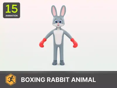 Boxing Rabbit Animal Animated Low-poly 3D model