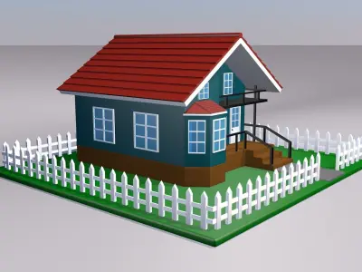 cartoon house 3D model buy