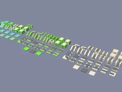 Isometric roads Low-poly 3D model
