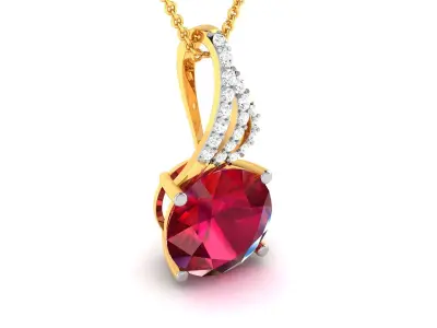 Solitaire Women Pendant 3DM STL OBJ FBX Render Details 3D print model purchase