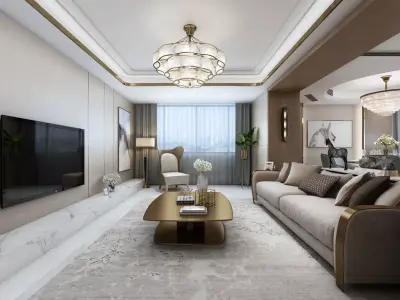 Luxury living room interior 3D model