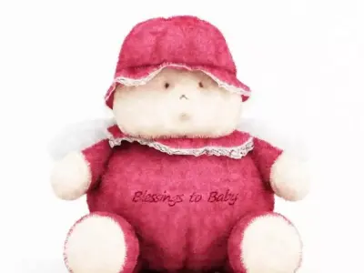 Pink And White Baby Blessing Plush 3D model