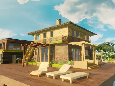  Tropical Beach Resort House 3D model