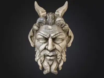 Horned Stone Sentinel Bust Low-poly 3D model