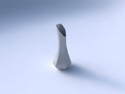 Vase top bent hexagon 2 with diagonal grid dents 3D print model