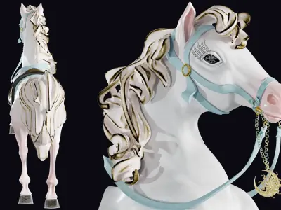 Carousel Horse Sculpture model white 3D model