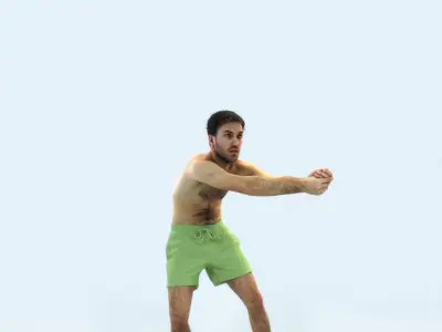 QAG07 4X Sports Beach Running Jogging Man Woman 002 Low-poly 3D model