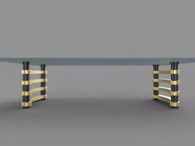table dining with brass legs and glass top Low-poly 3D model
