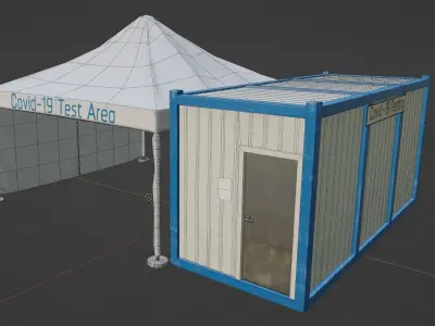Covid-19 Testing Tent Area Low-poly 3D model