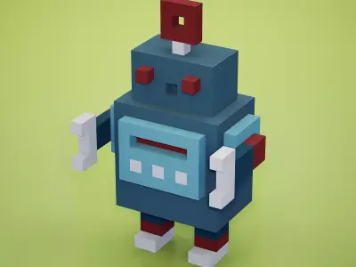 Voxel - Robot Low-poly 3D model