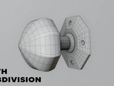 Luxury Gold Door Knob - Photoreal Interior Handle 3D Model 3D model