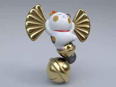 Lucky fortune cat Low-poly 3D model