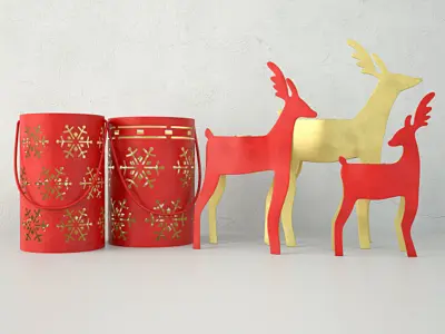 New Year Lanterns and Candleholders 3D model