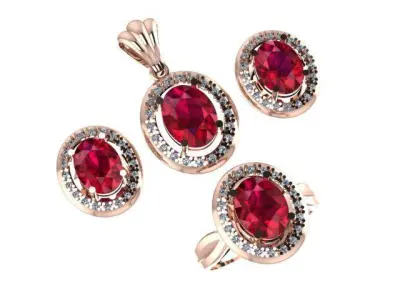 pendant set  ruby and daimond 3D print model