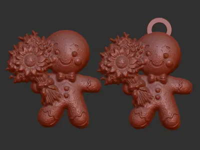 ginger cookie with flowers 4  3D print model