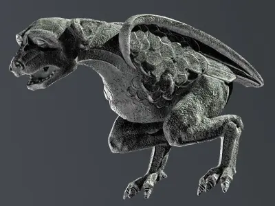 Waterspout Gargoyle Simargl Low-poly 3D model