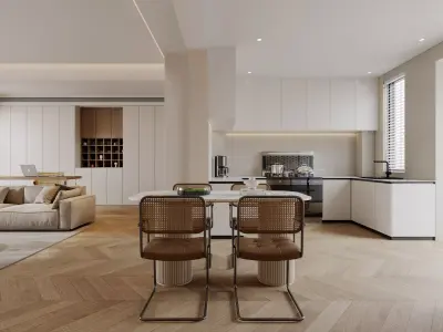 Modern living room dining room interior scenes 179 3D model