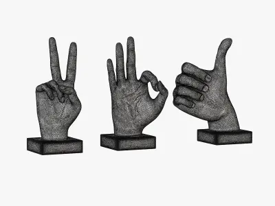 Metallic Hand 3 Piece Figurine Set 3D model