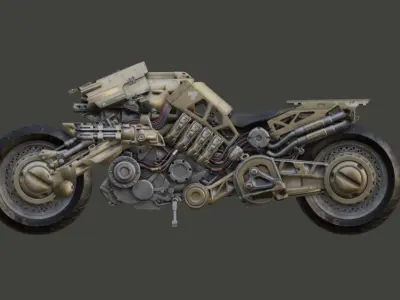 Cyborg Motor Bike Bundle 3D model