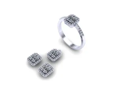 necklace earring ring set Stl 3D model