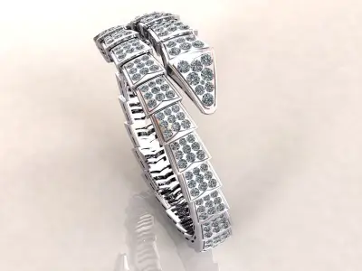 Viper Snake Bracelet Full Pave 3D print model