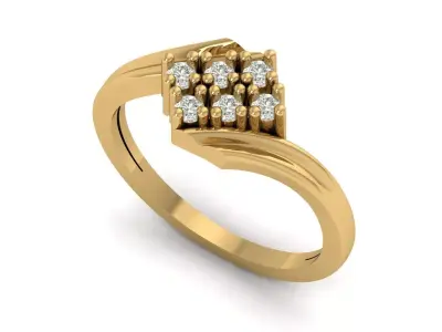 ladies Diamond Ring 3D print model 11