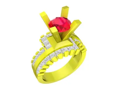 A7684 Hongkong Style Luxury Diamond Women Ring 3D Print 3D print model