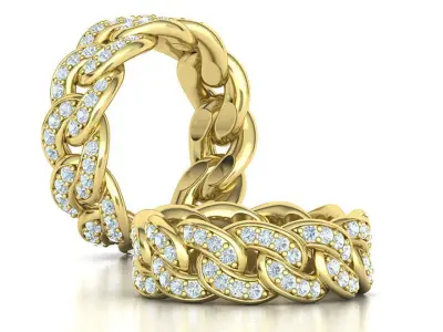 DIAMOND Cuban Link Heavy Chain Ring 9mm Wide 10US Size 3dmodel 3D print model