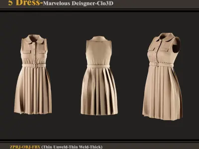 5 Dress -MD-Clo3D -ZPRJ - FBX - OBJ 3D model
