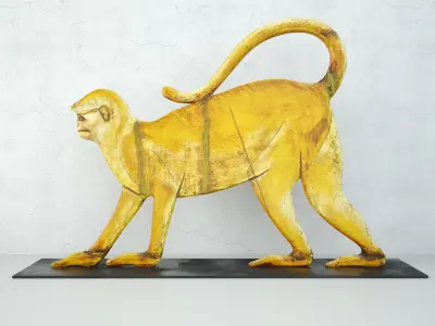 Vintage Wood Monkey Decor 3D model