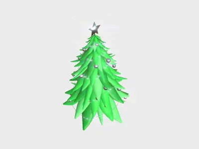 Christmas Tree 03 Green Silver - Cartoon Interior Decoration Low-poly 3D model