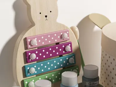 Jabadabado Teddy Wooden Toys Decoration and Storage for kids 3D model