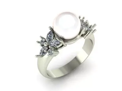 pearl Dimond ring 3D print model